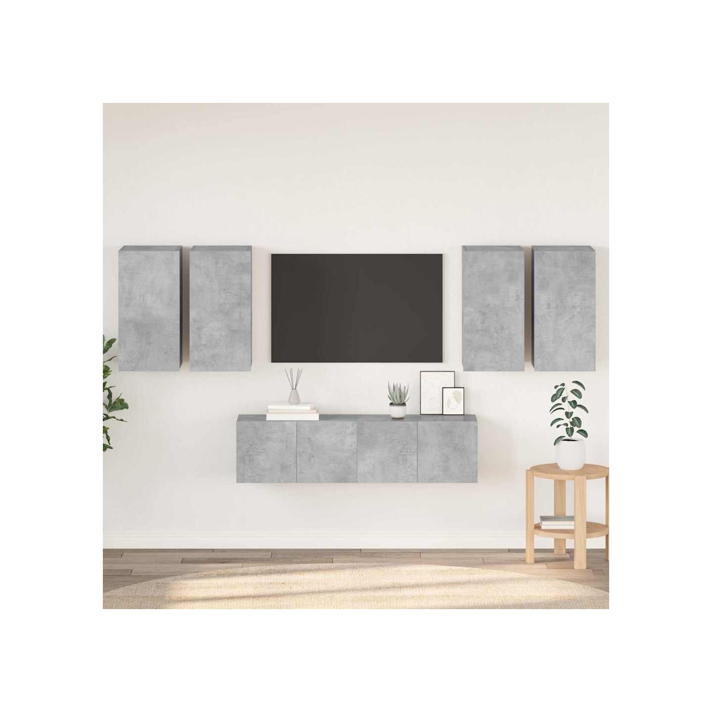 Ensemble de meuble TV 6 pcs Gris béton Bois d'ingénierie