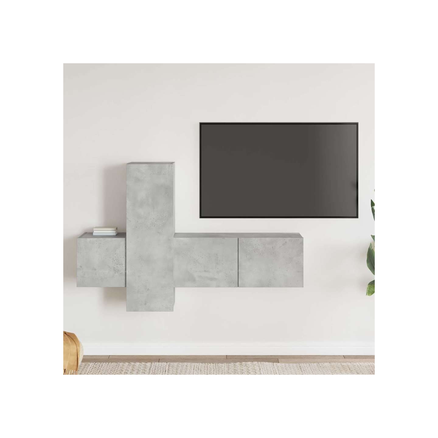 Ensemble de meubles TV 3 pcs Gris béton Bois d'ingénierie