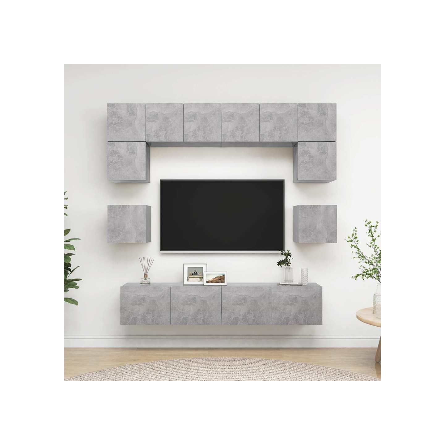 Ensemble de meubles TV 8 pcs Gris béton Bois d'ingénierie