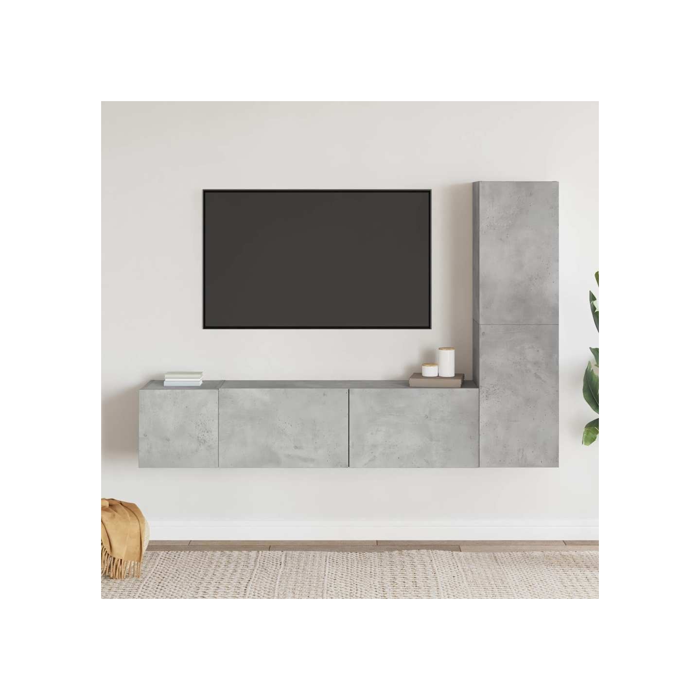 Ensemble de meubles TV 3 pcs Gris béton Bois d'ingénierie