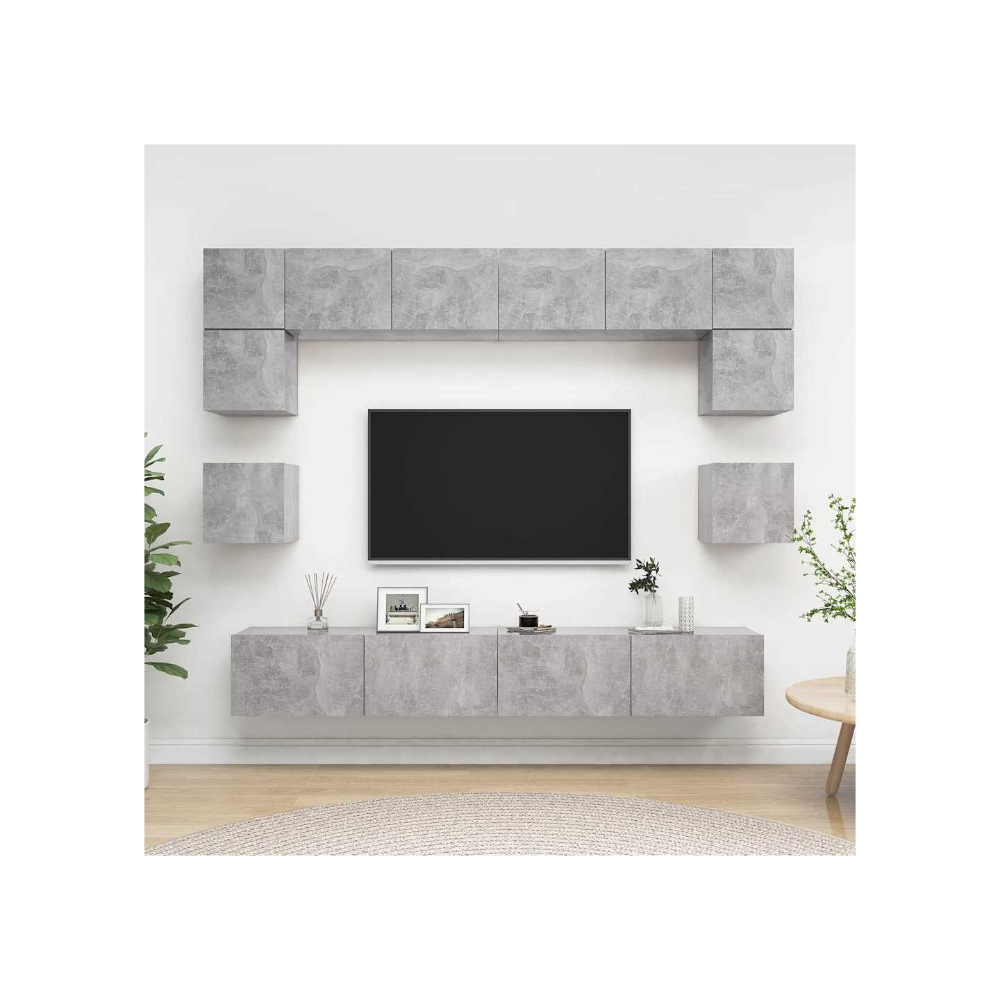 Ensemble de meubles TV 8 pcs Gris béton Bois d'ingénierie