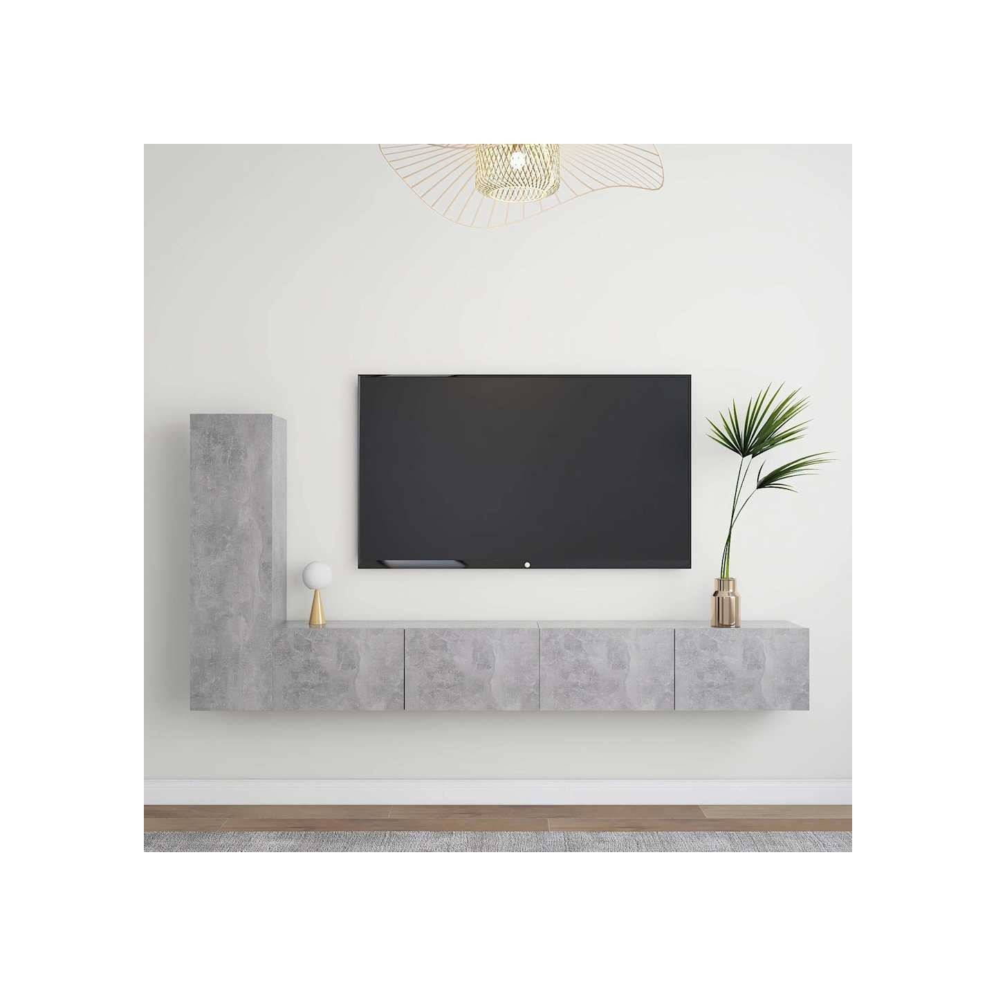 Ensemble de meubles TV 3 pcs Gris béton Bois d'ingénierie