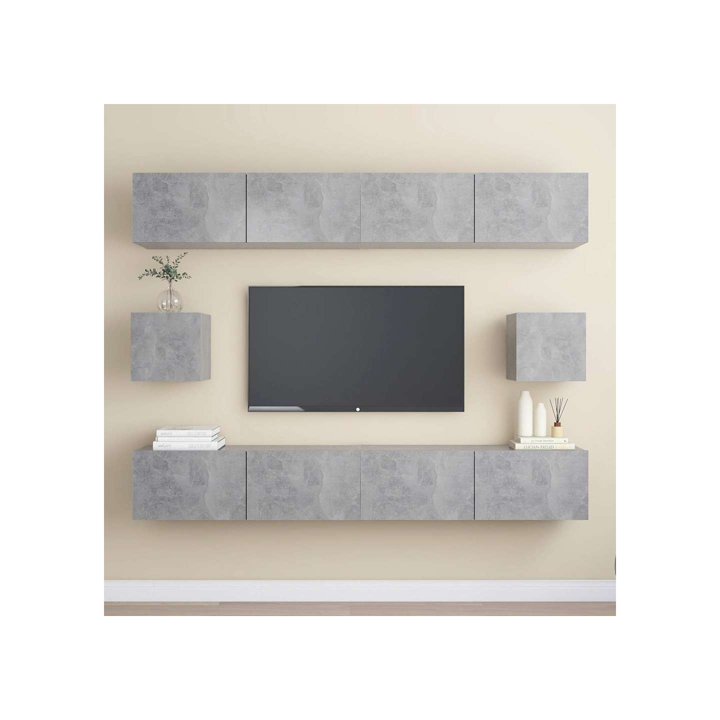 Ensemble de meubles TV 6 pcs Gris béton Bois d'ingénierie