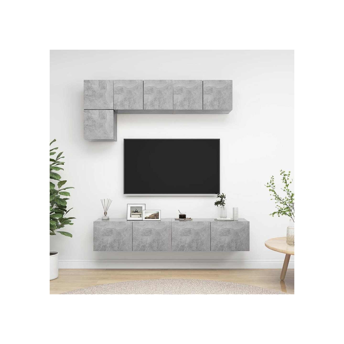 Ensemble de meubles TV 5 pcs Gris béton Bois d'ingénierie