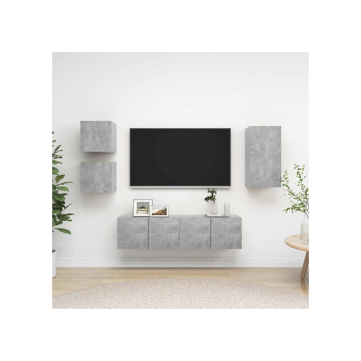 Ensemble de meubles TV 5 pcs Gris béton Bois d'ingénierie