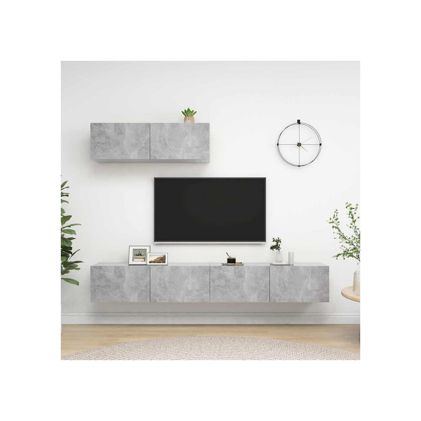 Meubles TV 3 pcs Gris béton Bois d'ingénierie