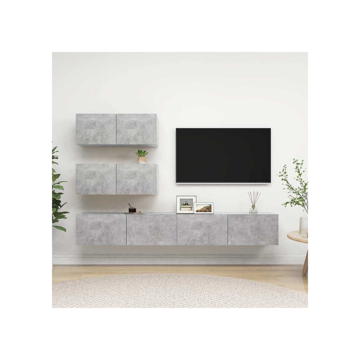 Ensemble de meubles TV 4 pcs Gris béton Bois d'ingénierie