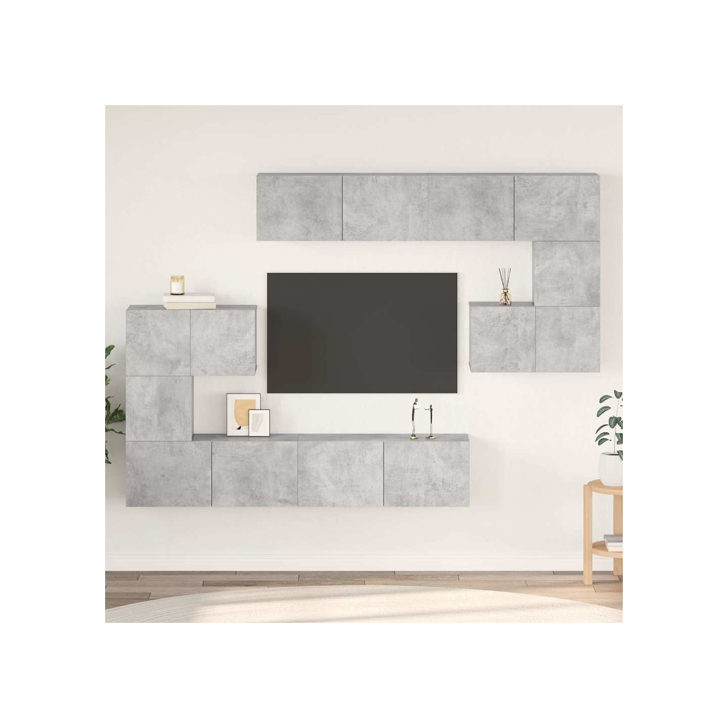 Ensemble de meubles TV 8 pcs Gris béton Bois d'ingénierie