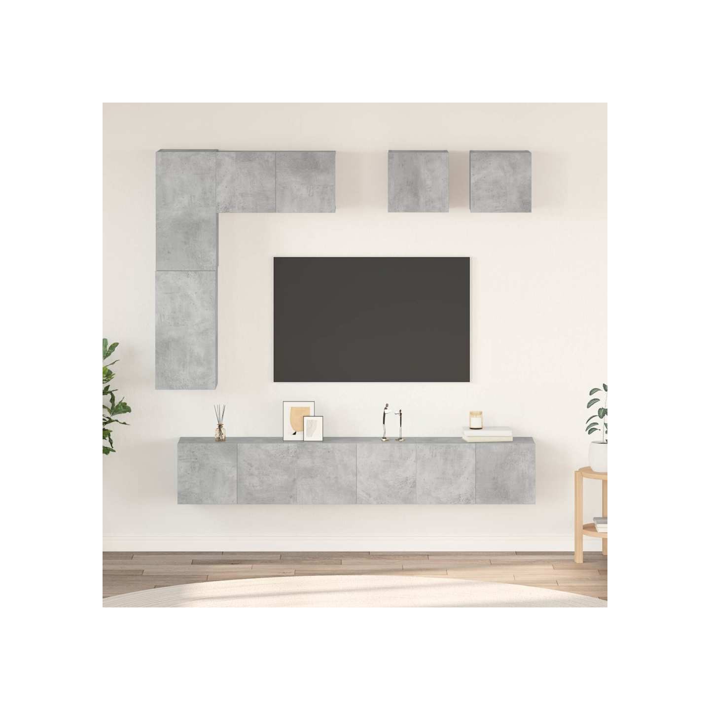 Ensemble de meuble TV 8 pcs Gris béton Bois d'ingénierie