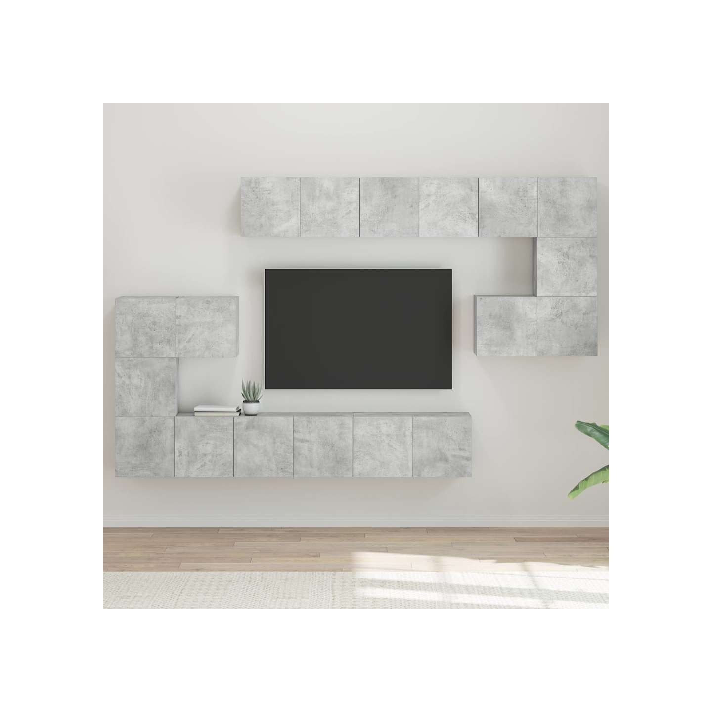 Ensemble de meubles TV 10 pcs Gris béton Bois d'ingénierie