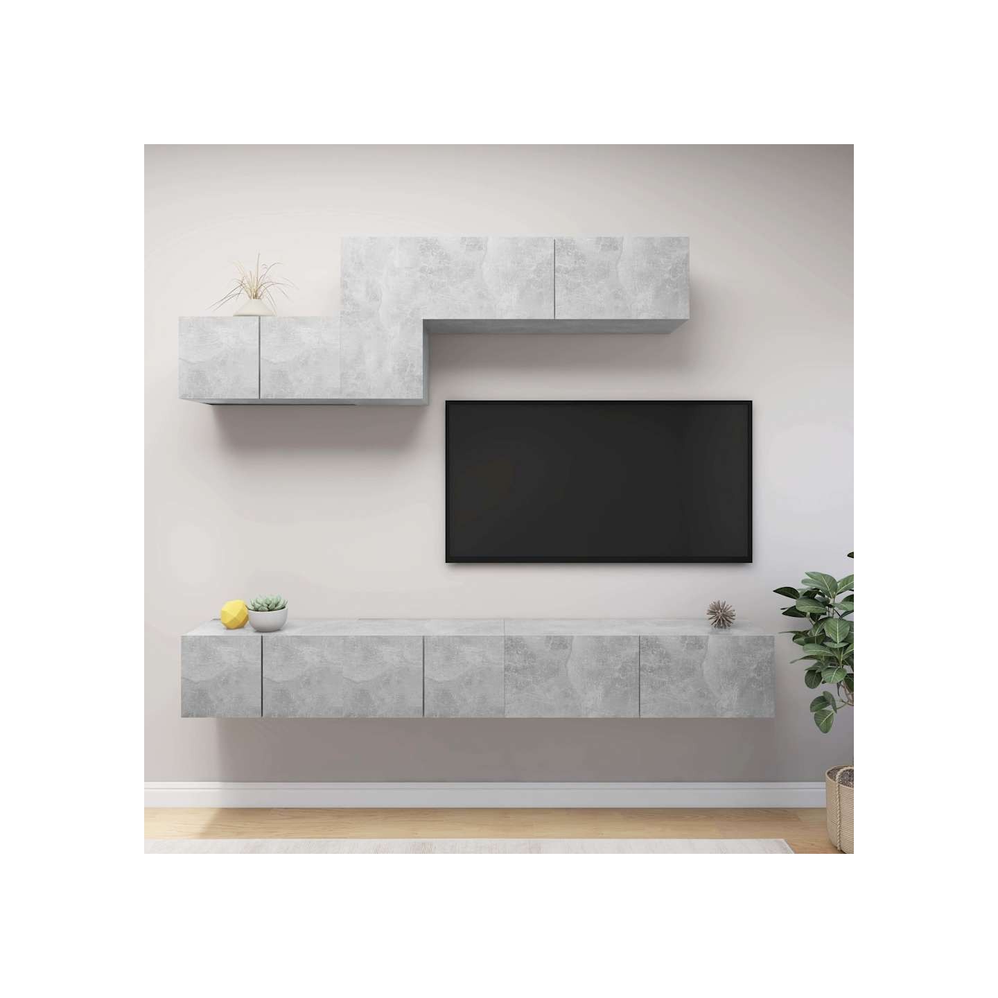 Ensemble de meubles TV 6 pcs Gris béton Bois d'ingénierie