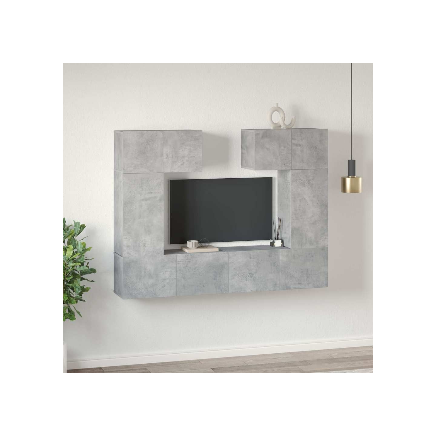 Ensemble de meuble TV 6 pcs Gris béton Bois d'ingénierie