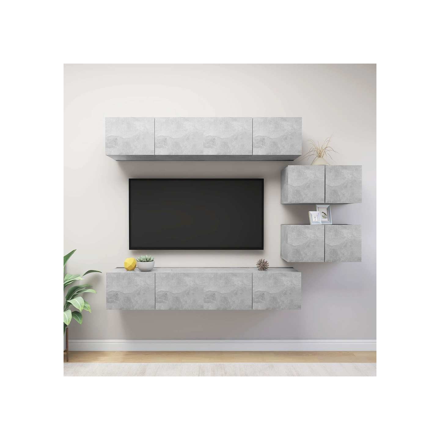 Ensemble de meubles TV 6 pcs Gris béton Bois d'ingénierie
