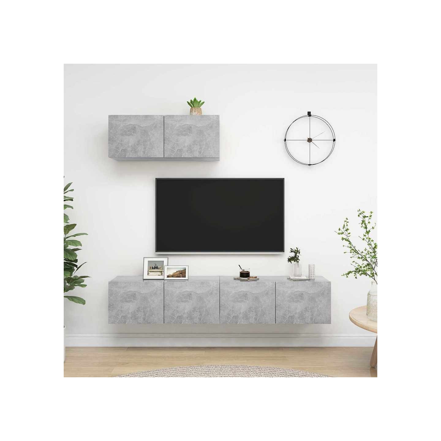 Meubles TV 3 pcs Gris béton Bois d'ingénierie