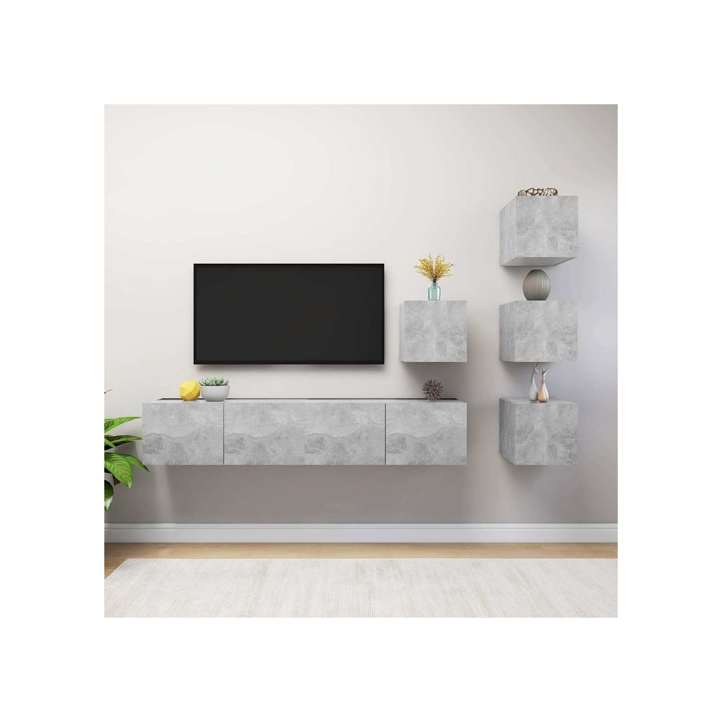 Ensemble de meubles TV 6 pcs Gris béton Bois d'ingénierie