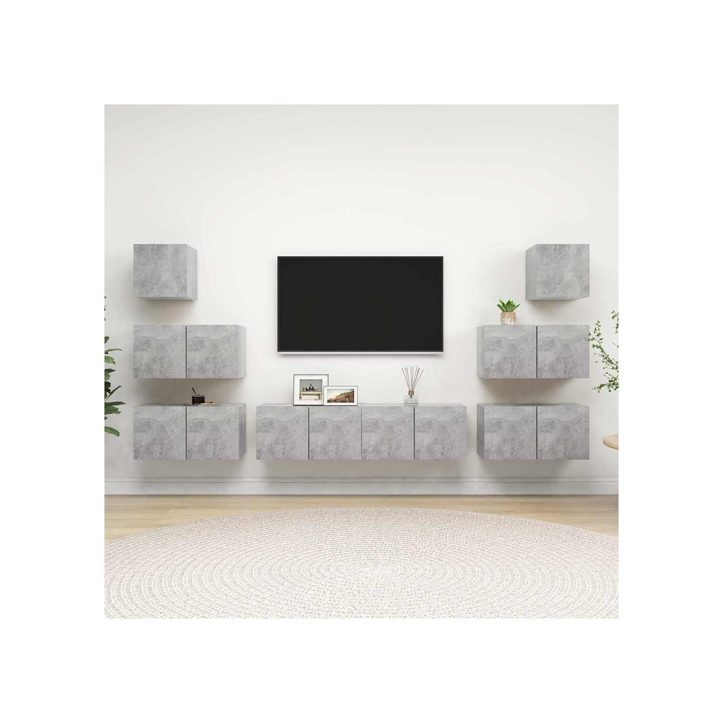 Ensemble de meubles TV 8 pcs Gris béton Bois d'ingénierie