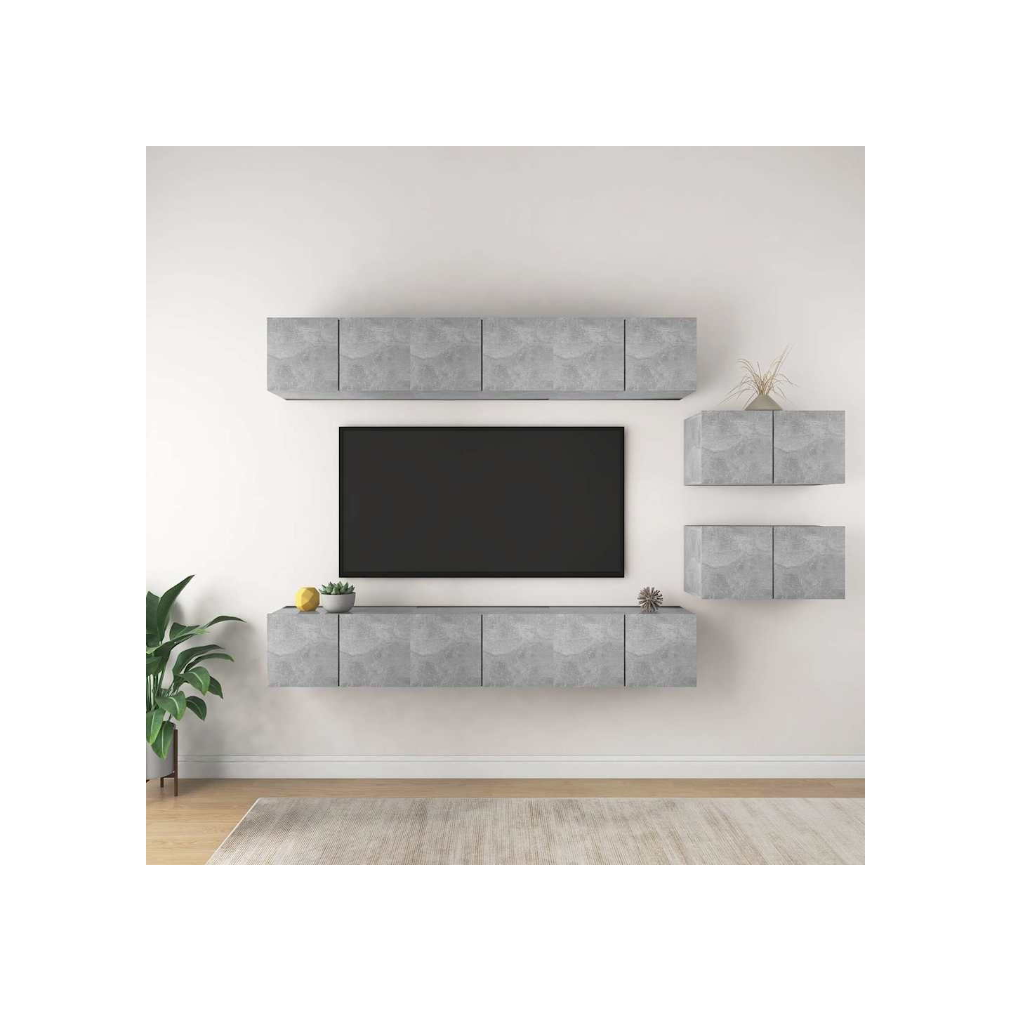 Meubles TV 8 pcs Gris béton Bois d'ingénierie