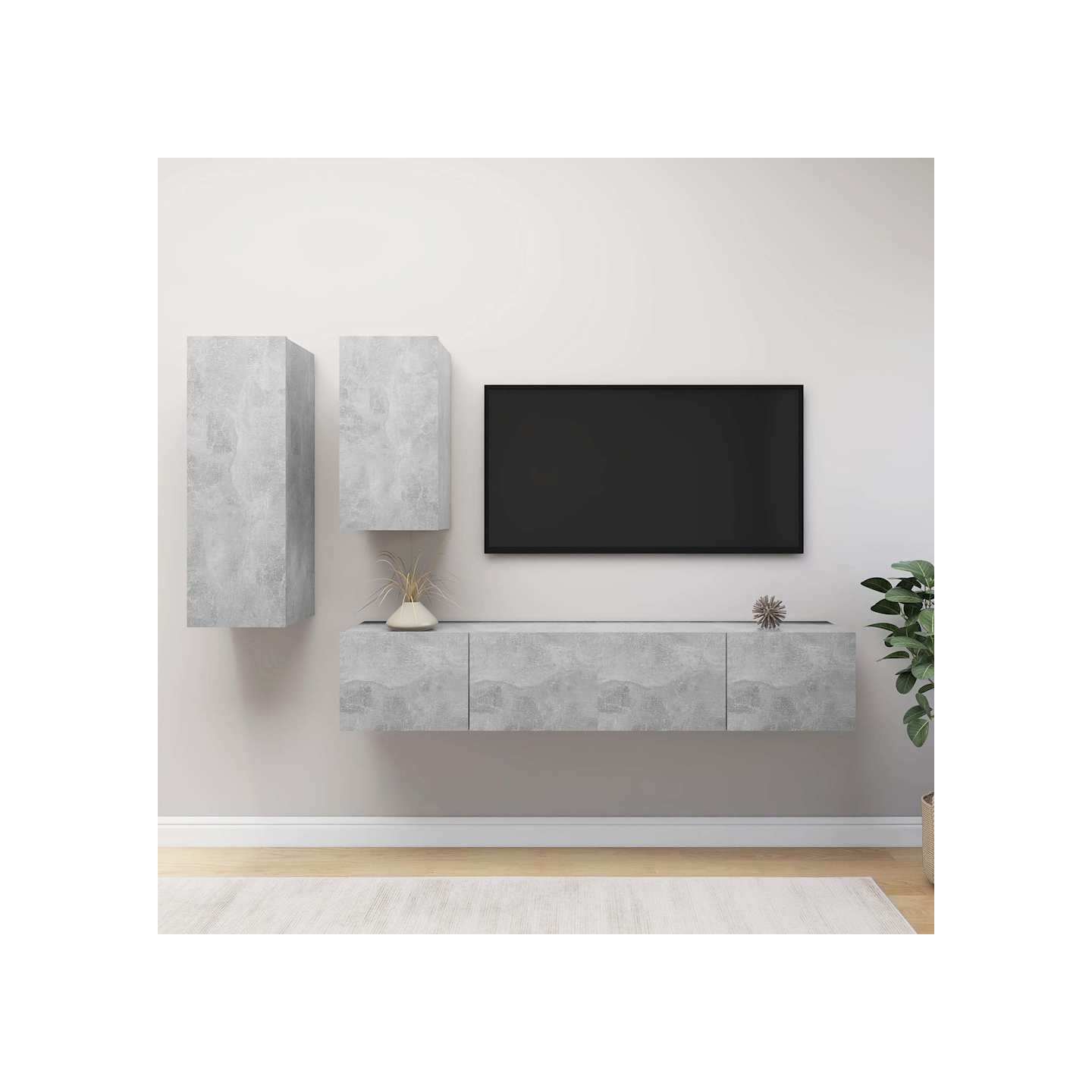 Ensemble de meubles TV 4 pcs Gris béton Bois d'ingénierie