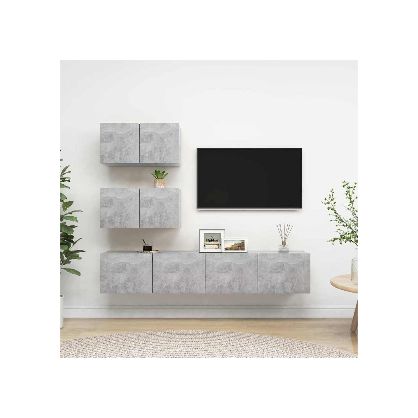Ensemble de meubles TV 4 pcs Gris béton Bois d'ingénierie