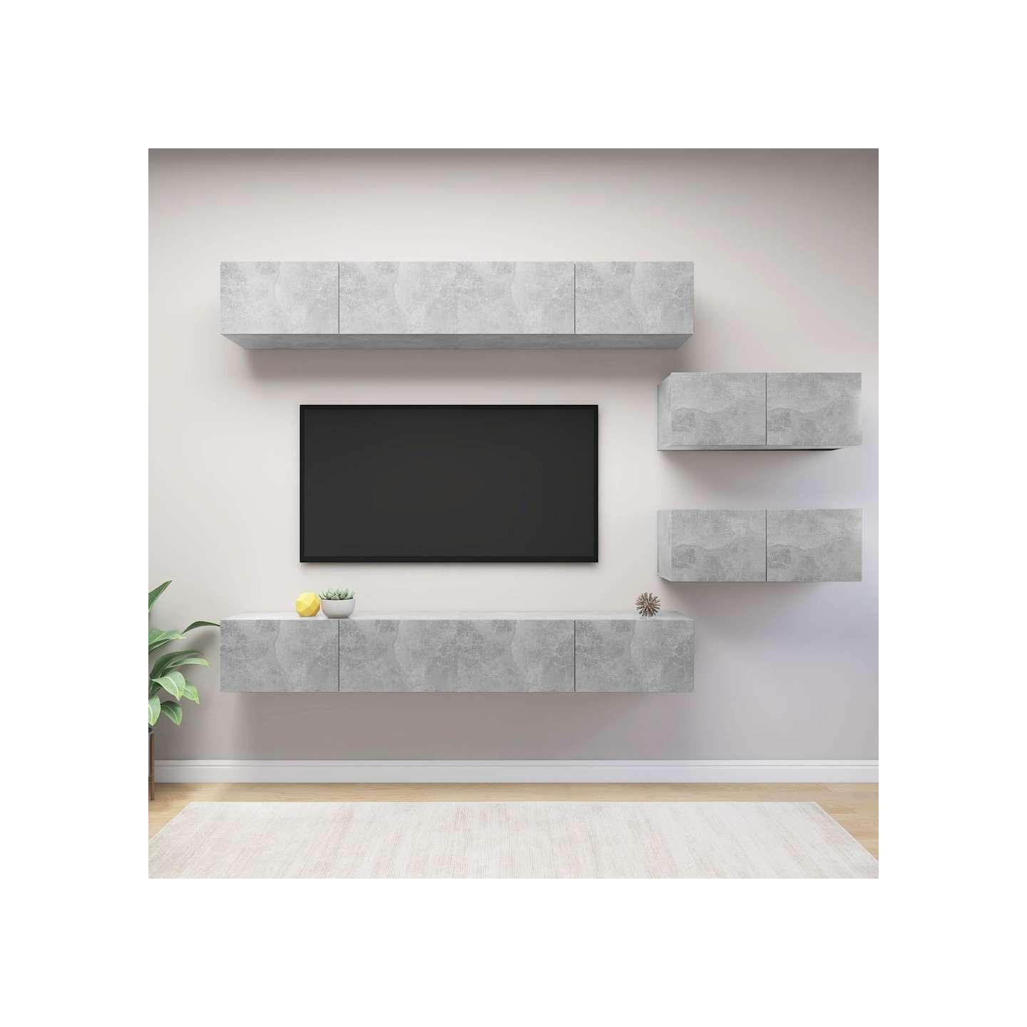 Ensemble de meubles TV 6 pcs Gris béton Bois d'ingénierie