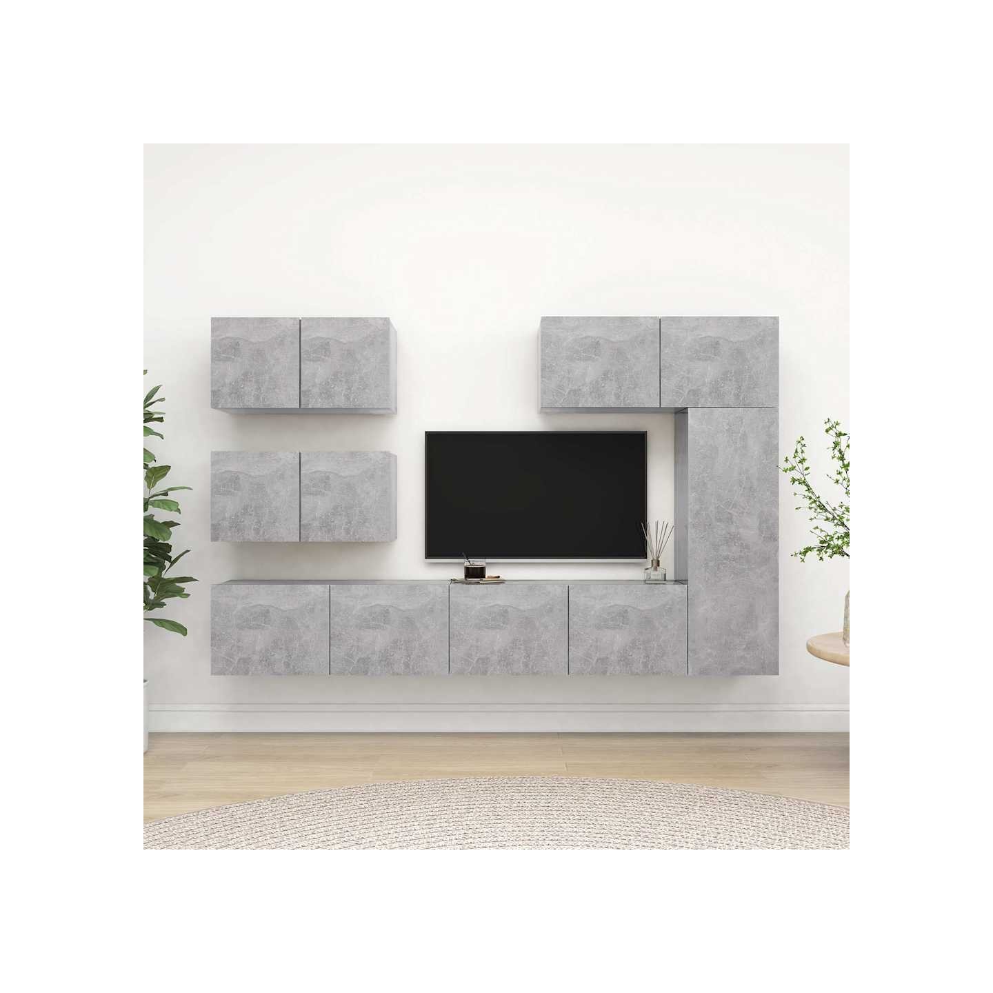 Ensemble de meubles TV 6 pcs Gris béton Bois d'ingénierie