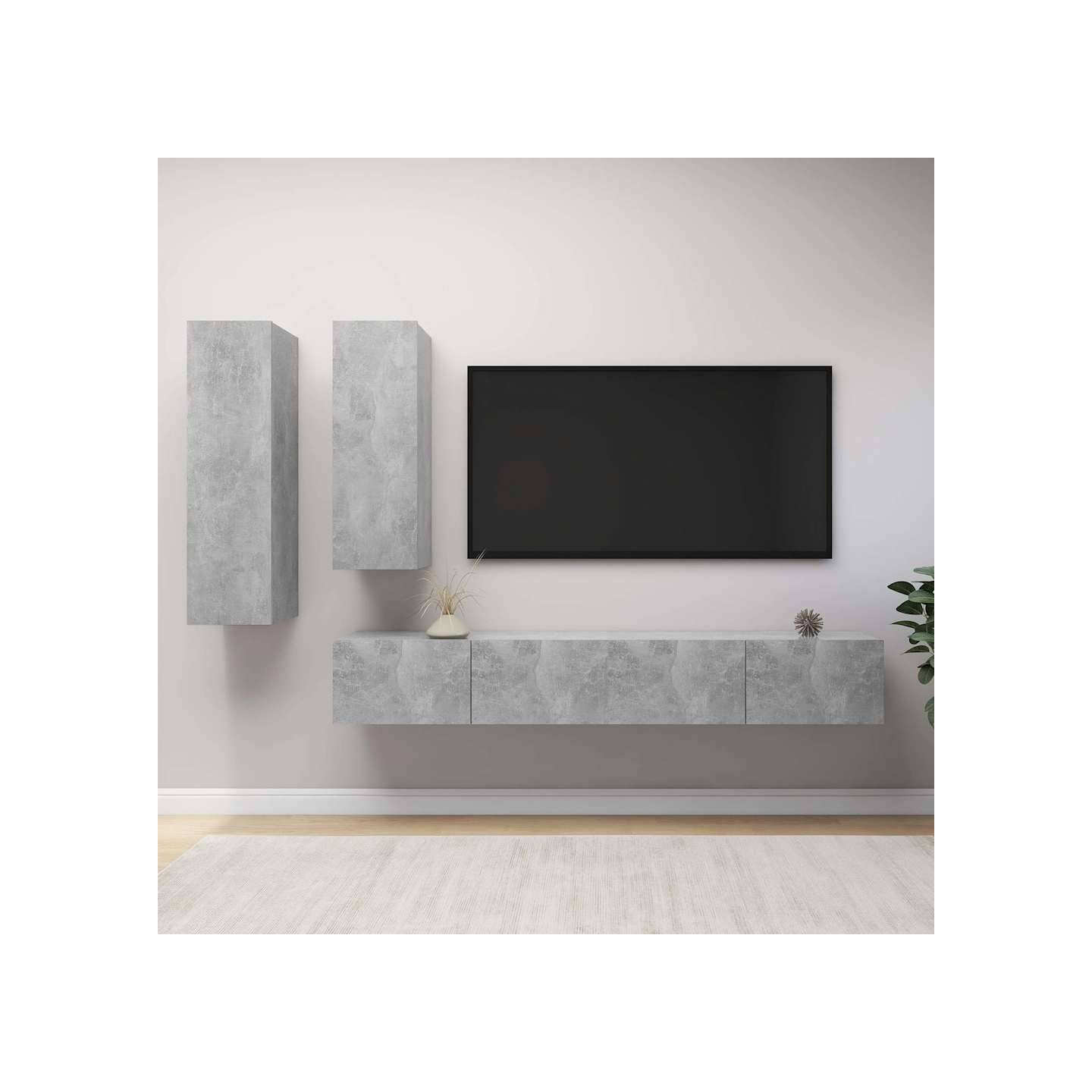Ensemble de meuble TV 4 pcs Gris béton Bois d'ingénierie