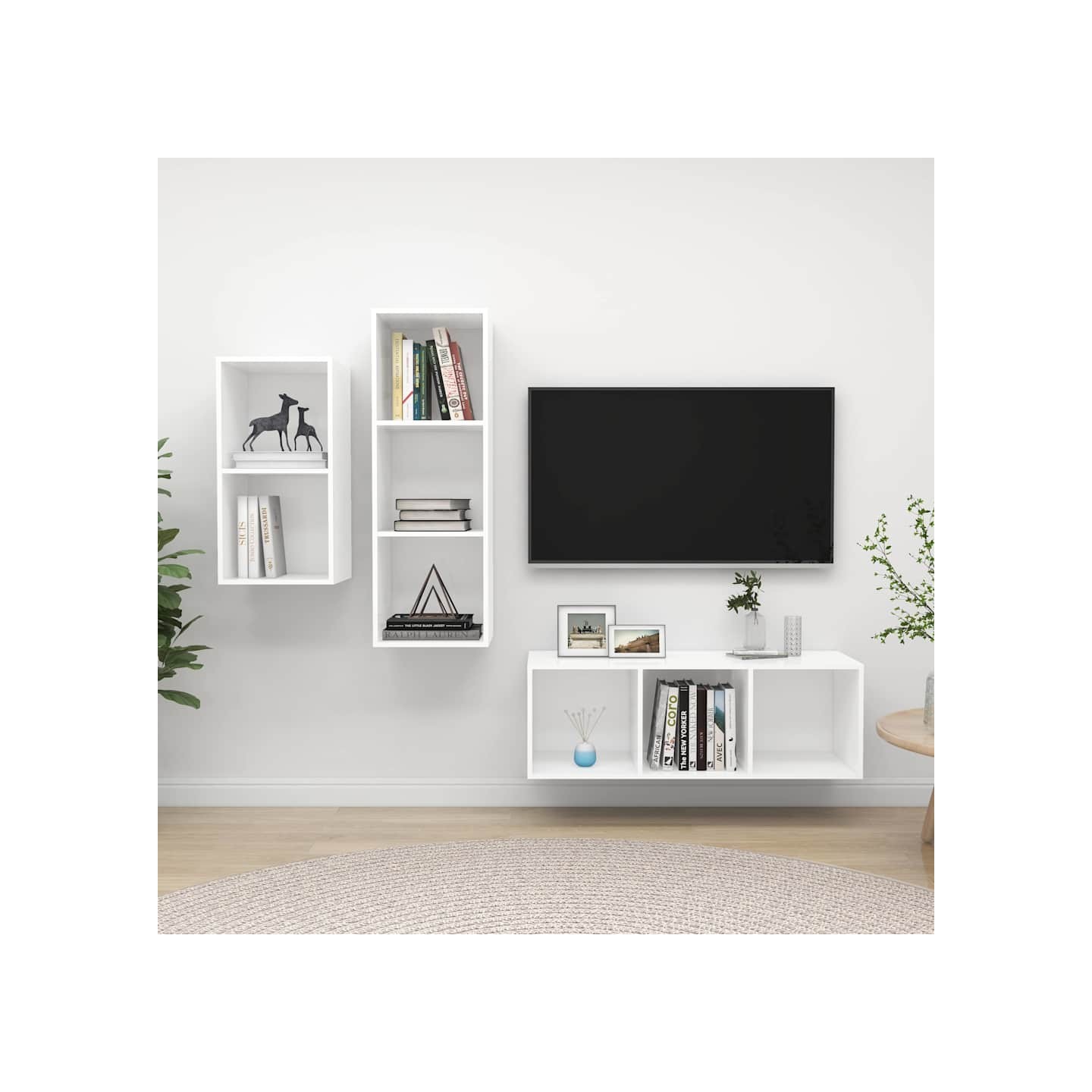 Ensemble de meuble TV 3 pcs Blanc Bois d'ingénierie