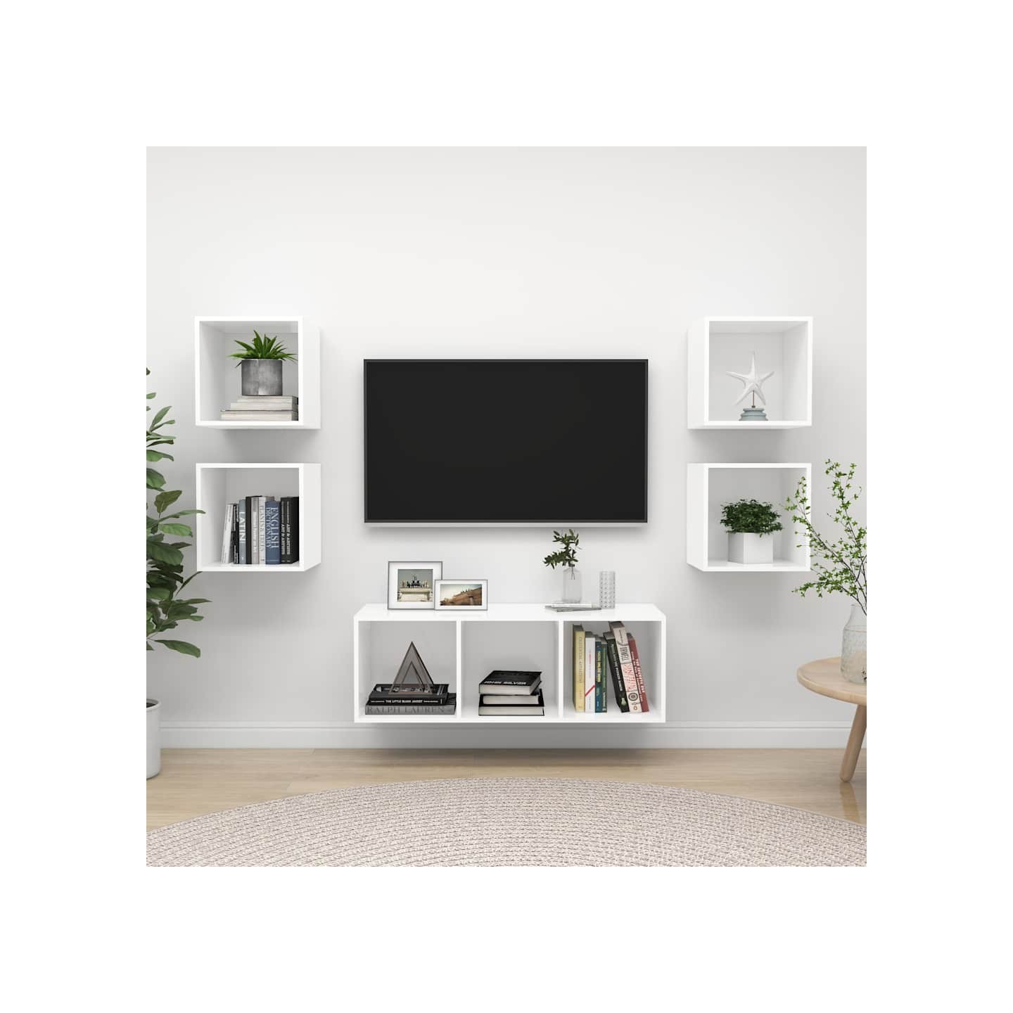 Ensemble de meuble TV 5 pcs Blanc Bois d'ingénierie