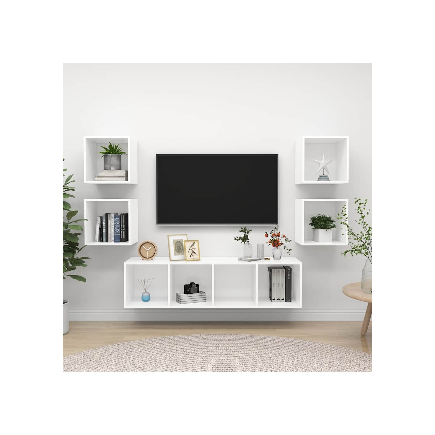 Ensemble de meuble TV 5 pcs Blanc Bois d'ingénierie