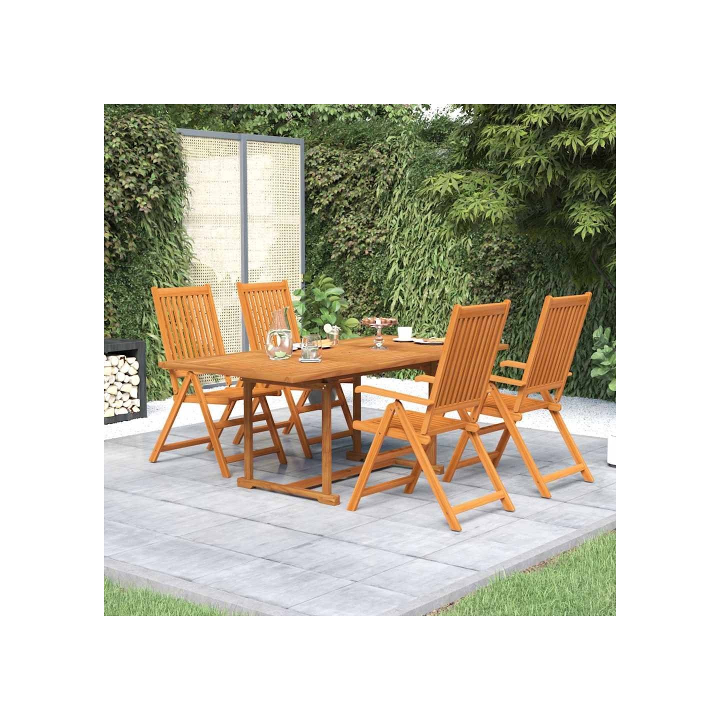 Ensemble à manger de jardin 5 pcs Bois d'acacia massif 150-200 cm
