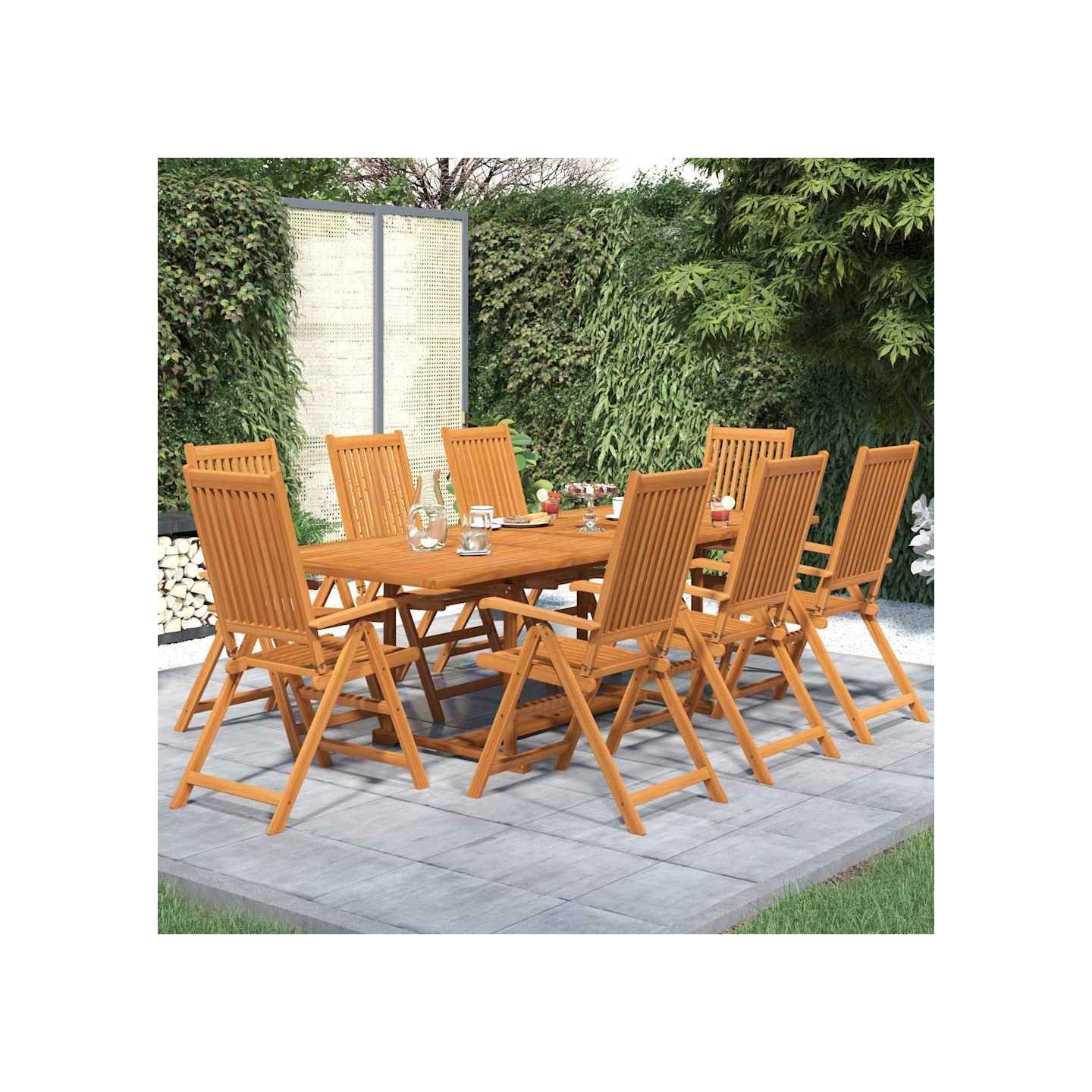 Ensemble à manger de jardin 9 pcs Bois d'acacia massif 160-240 cm