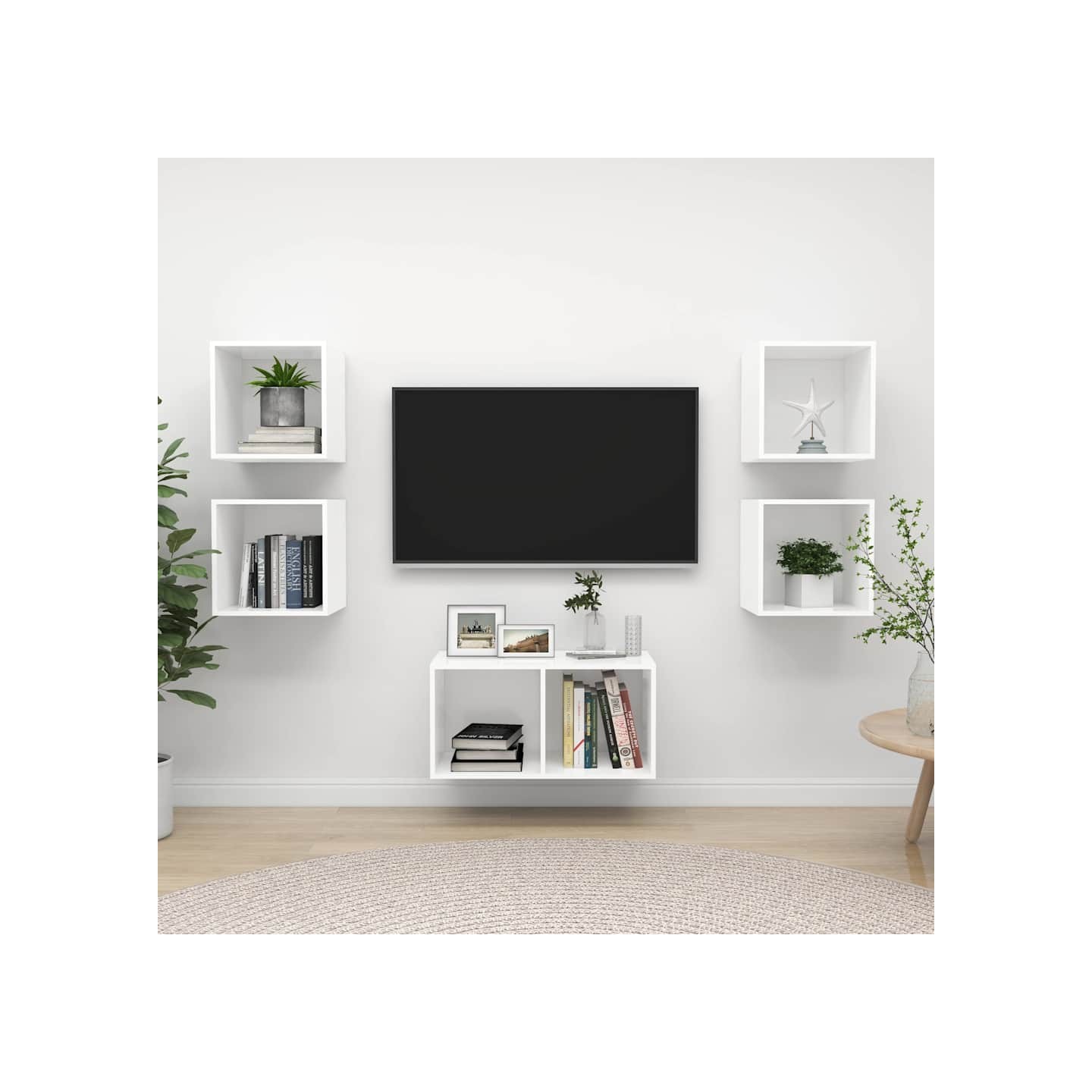 Ensemble de meuble TV 5 pcs Blanc Bois d'ingénierie