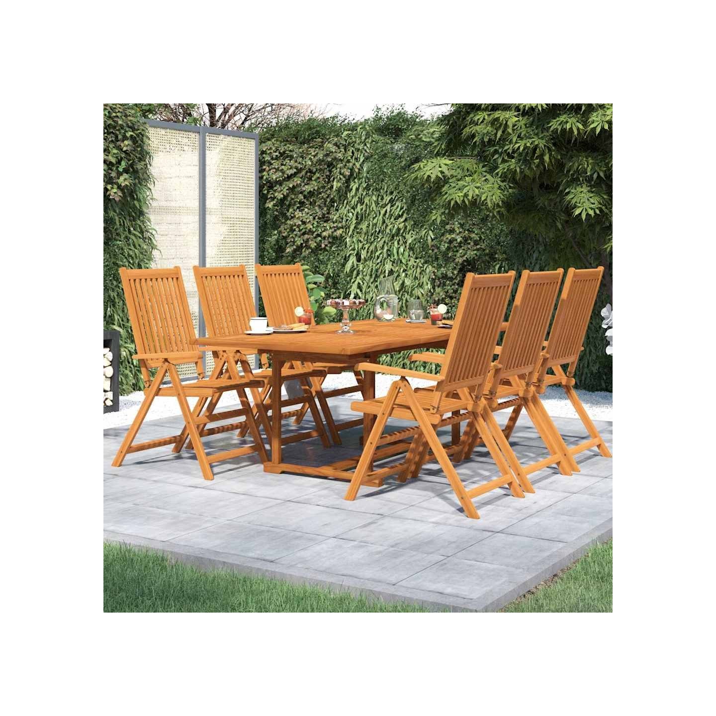 Ensemble à manger de jardin 7 pcs Bois d'acacia massif 150-200 cm