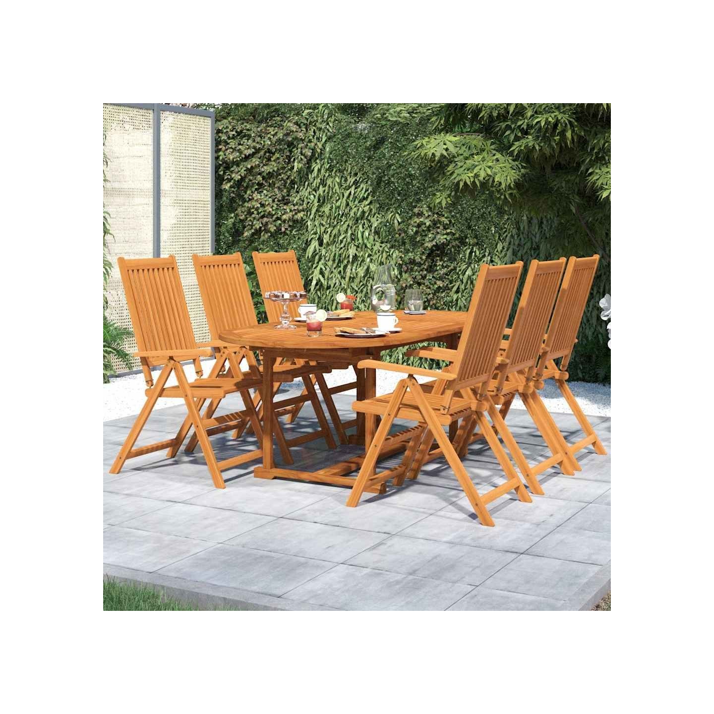 Ensemble à manger de jardin 7 pcs Bois d'acacia massif 120-170 cm
