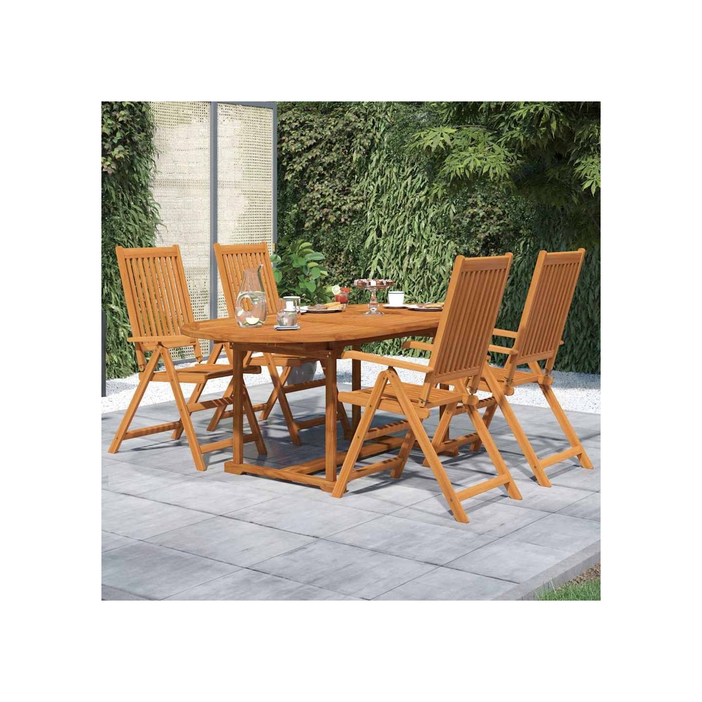 Ensemble à manger de jardin 5 pcs Bois d'acacia massif 120-170 cm