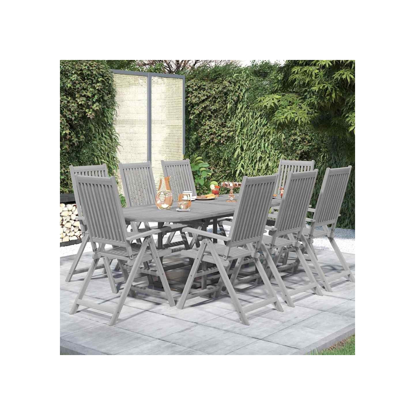 Ensemble à manger de jardin 9 pcs bois d'acacia solide
