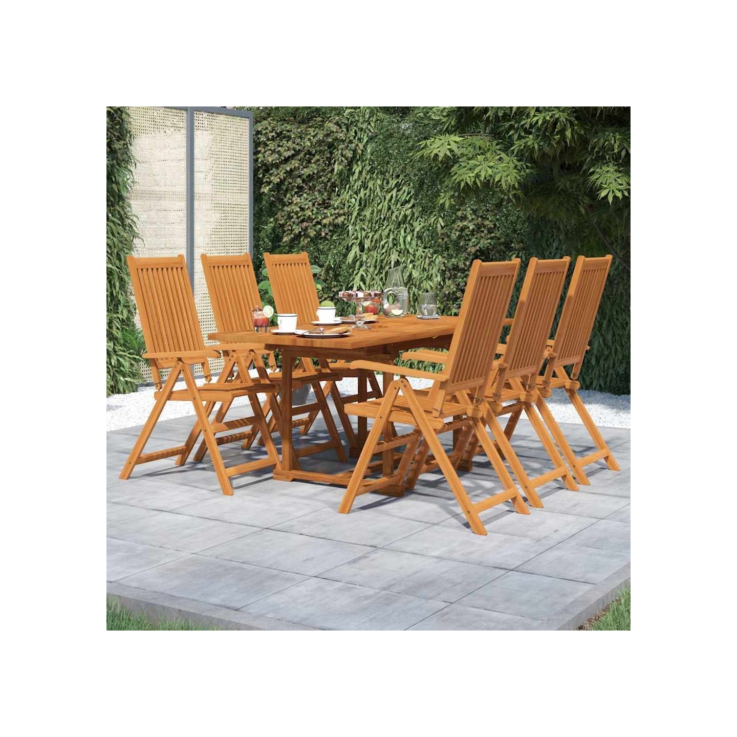 Ensemble à manger de jardin 7 pcs Bois d'acacia massif 120-170 cm