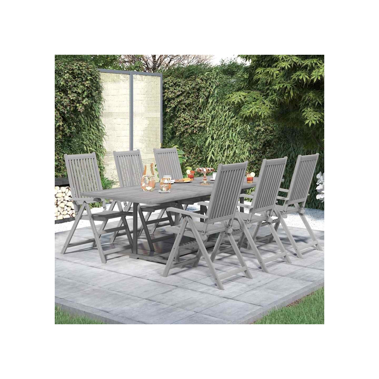 Ensemble à manger de jardin 7 pcs Bois d'acacia solide