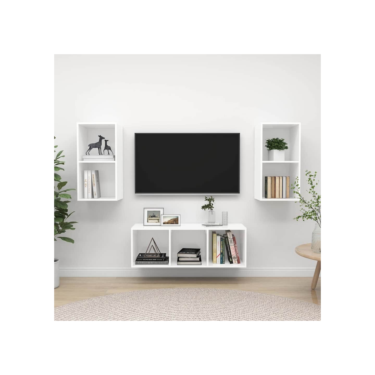 Ensemble de meuble TV 3 pcs Blanc Bois d'ingénierie