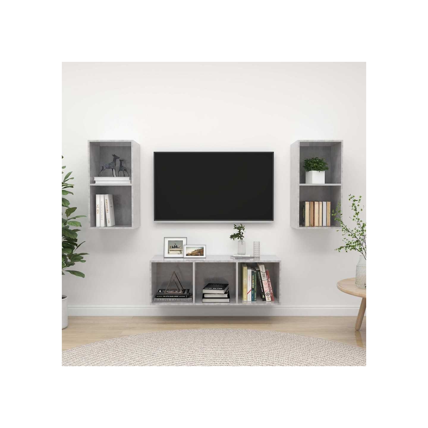 Ensemble de meuble TV 3 pcs Gris béton Bois d'ingénierie