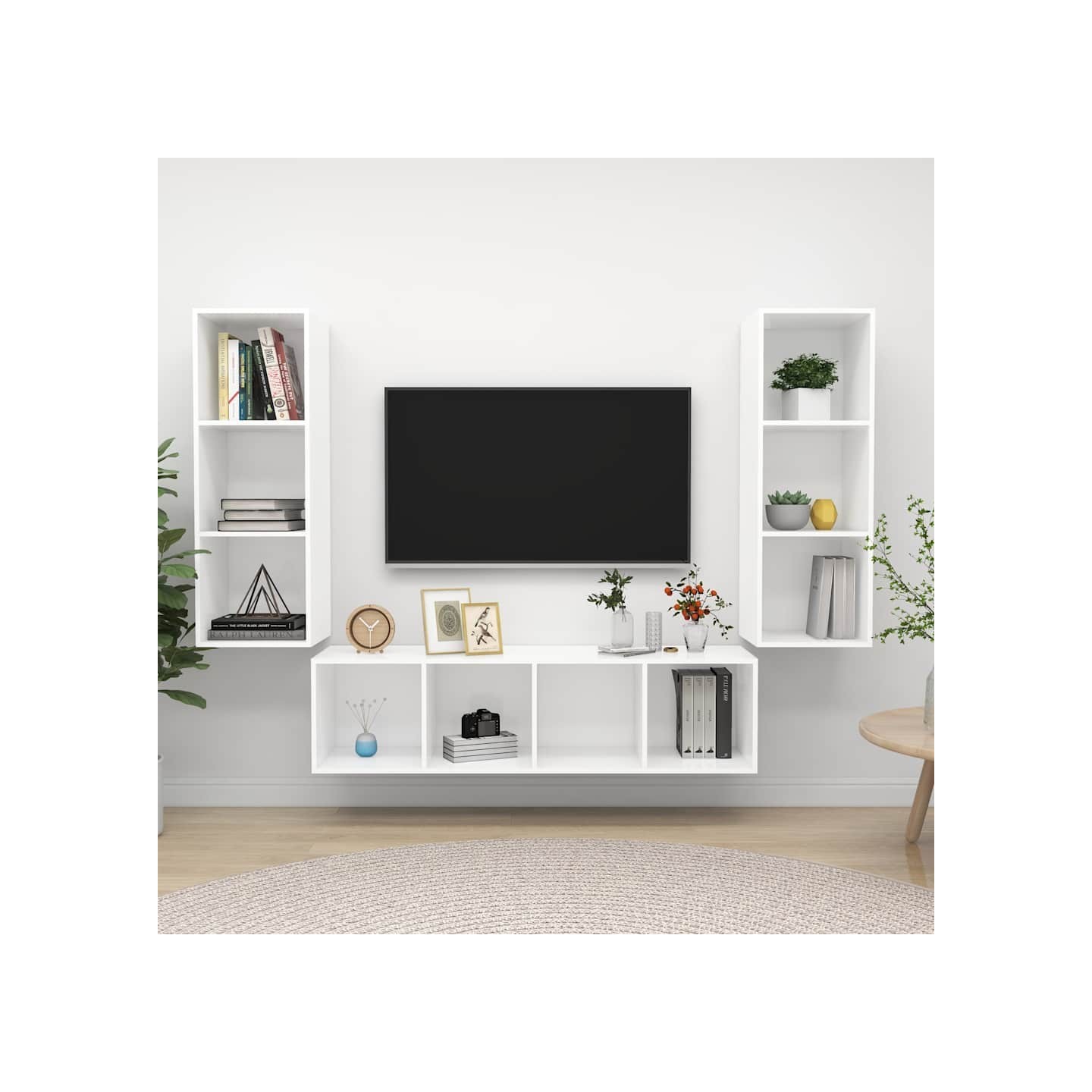Ensemble de meuble TV 3 pcs Blanc Bois d'ingénierie
