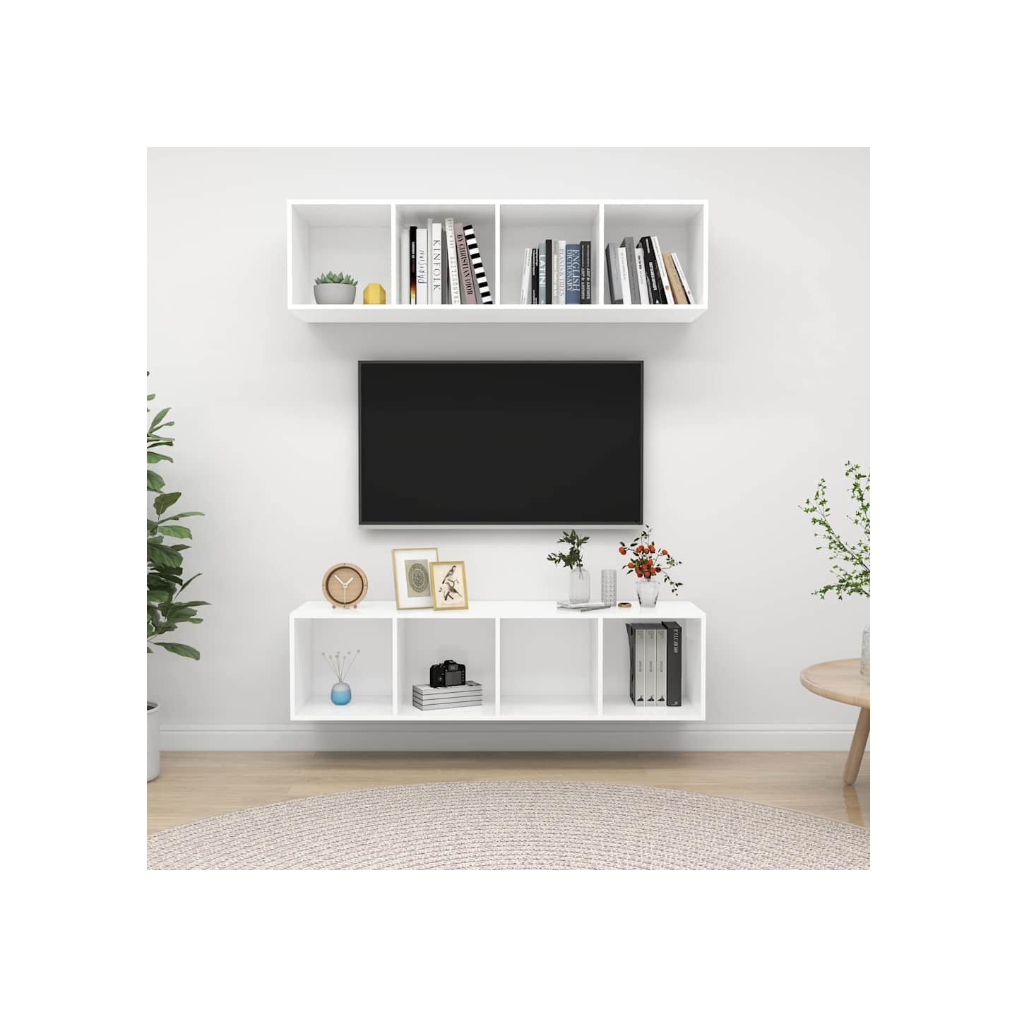 Meubles TV muraux 2 pcs Blanc Bois d'ingénierie