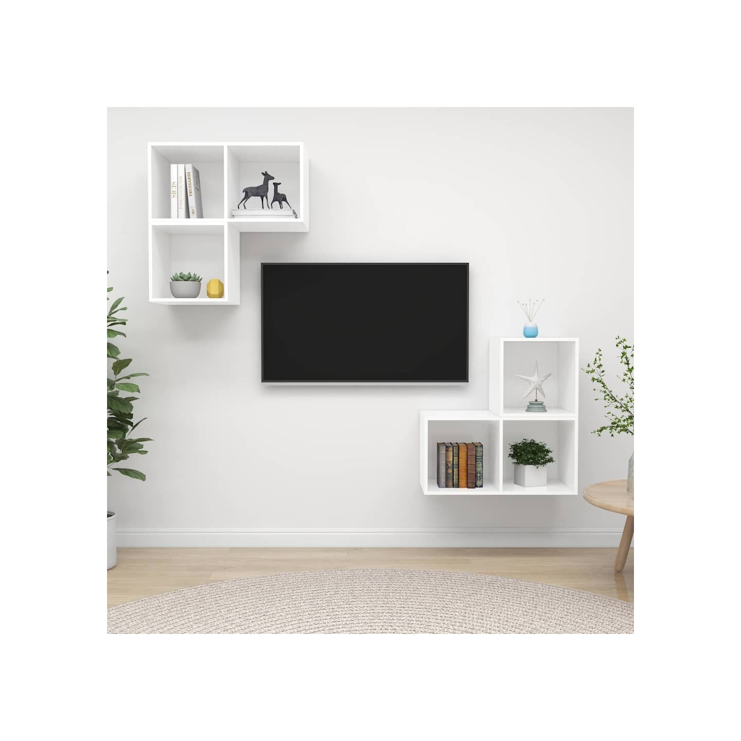 Ensemble de meuble TV 4 pcs Blanc Bois d'ingénierie