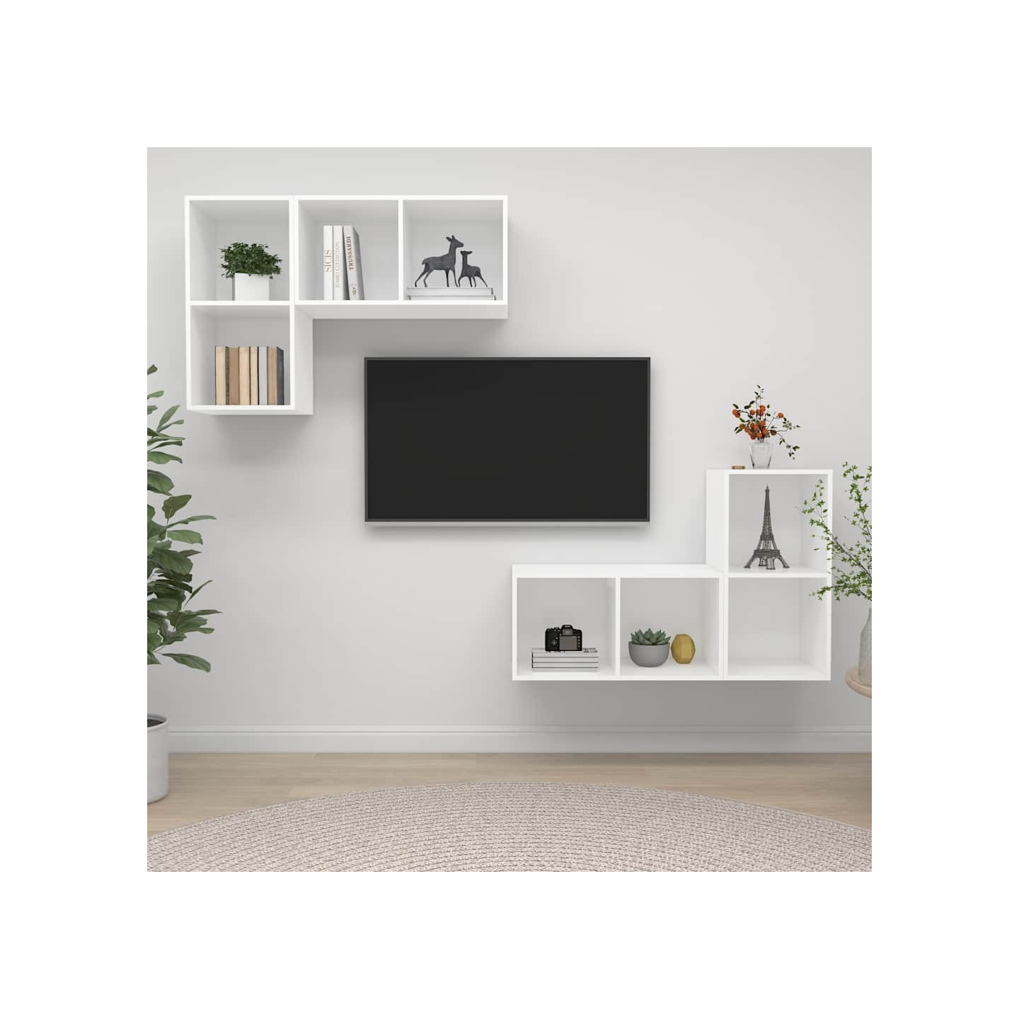 Meubles TV muraux 4 pcs Blanc Bois d'ingénierie