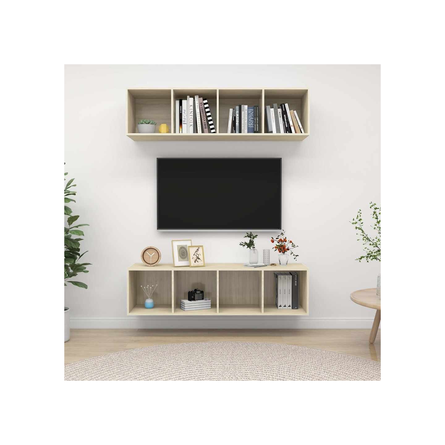 Meubles TV muraux 2 pcs Chêne sonoma Bois d'ingénierie