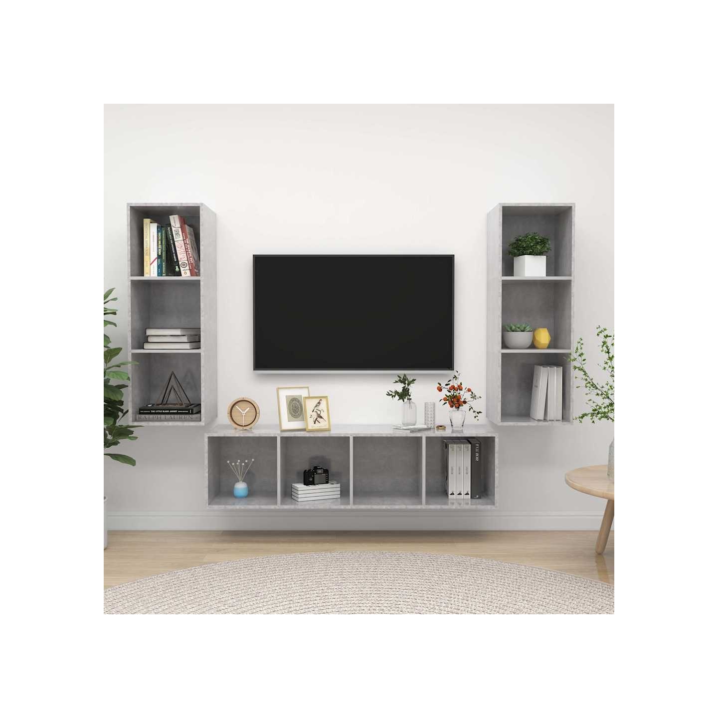 Ensemble de meuble TV 3 pcs Gris béton Bois d'ingénierie