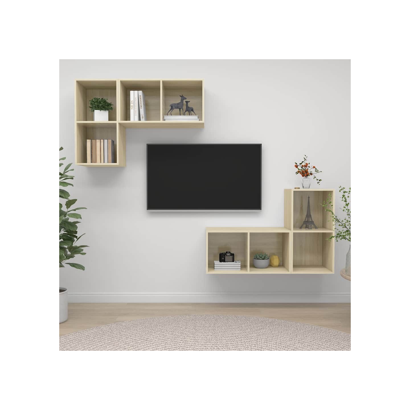 Meubles TV muraux 4 pcs Chêne sonoma Bois d'ingénierie
