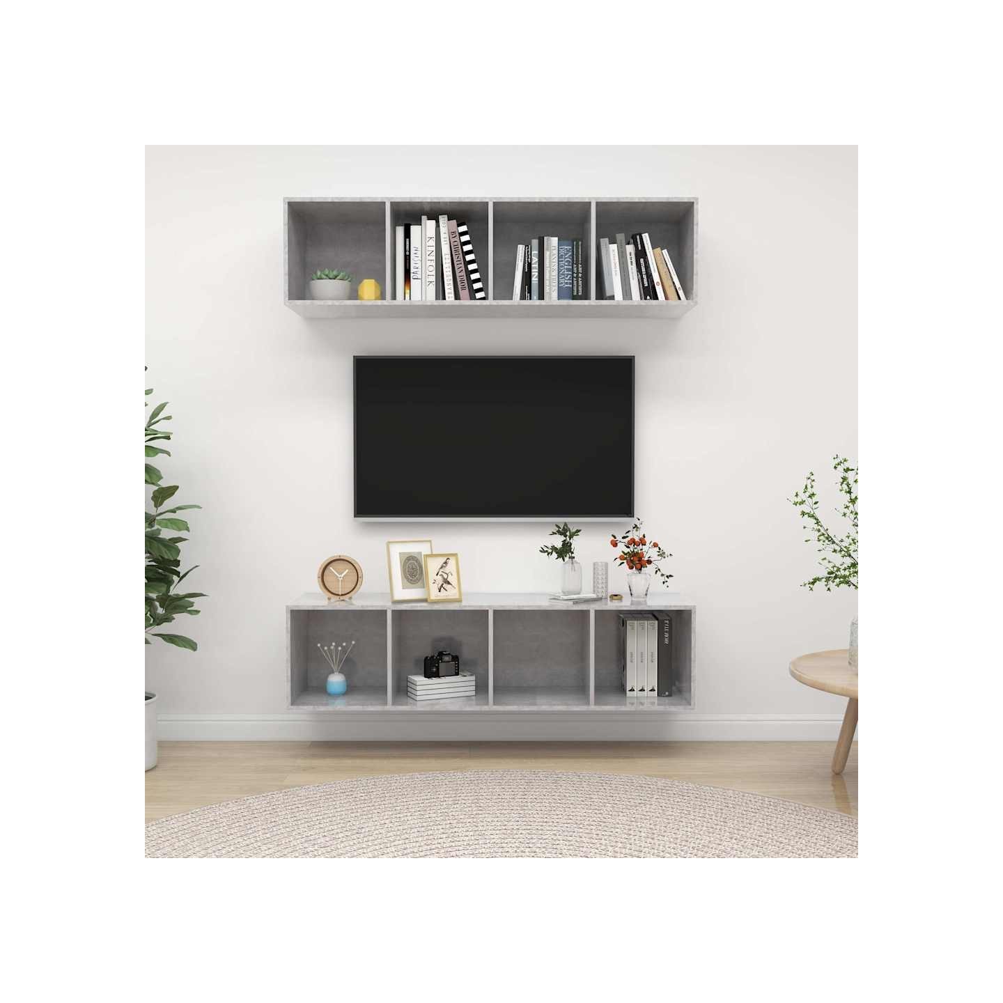 Meubles TV muraux 2 pcs Gris béton Bois d'ingénierie