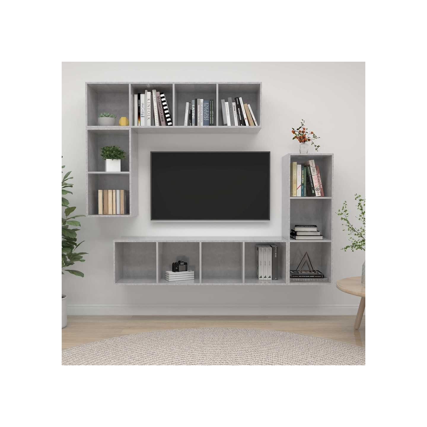Ensemble de meubles TV 4 pcs Gris béton Bois d'ingénierie