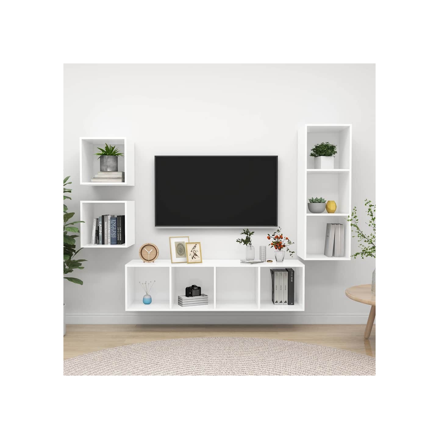 Ensemble de meuble TV 4 pcs Blanc Bois d'ingénierie
